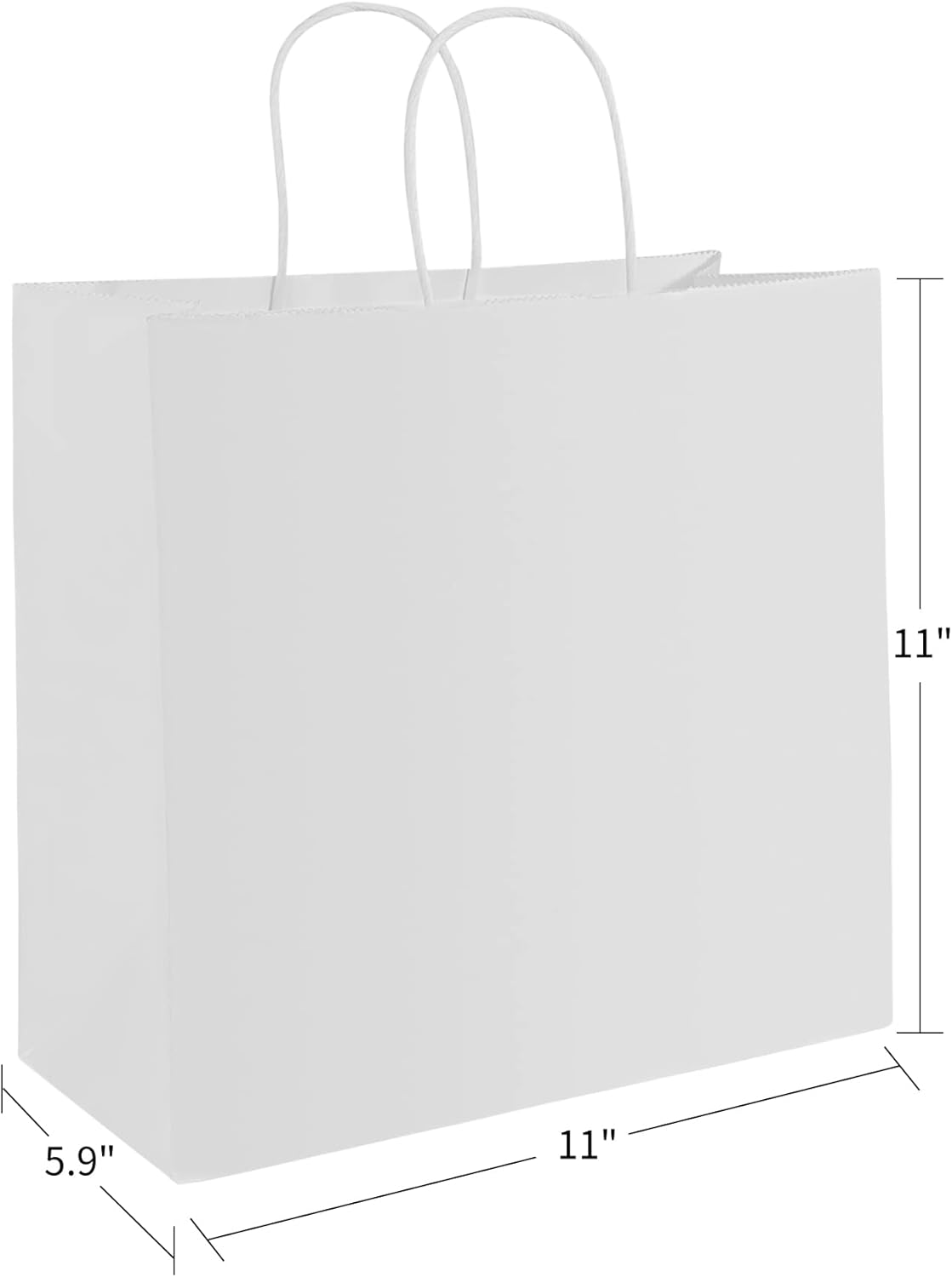 PAICUIKE 50 Pcs White Kraft Paper Bags with Handles, 11x6x11 Inch Shopping Gift Bags for Valentine’s Day, Retail, Parties, Weddings, Birthdays, Gift Packaging - Image 2