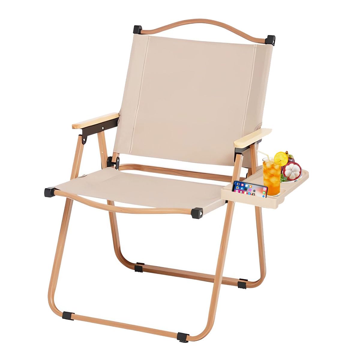 Portable Folding Camping Beach Chairs Heavy Duty Picnic Seat, Collapsible Ultralight Lightweight Patio Lawn Chair with Cup Holder Arm Bracket Compact Outdoor Accessories for BBQ Travel Picnic Hiking