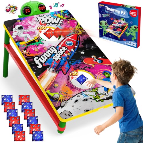 Bean Bag Toss Cornhole Board Set, Auto Scoring, Outdoor Toys for Kids 3-8
