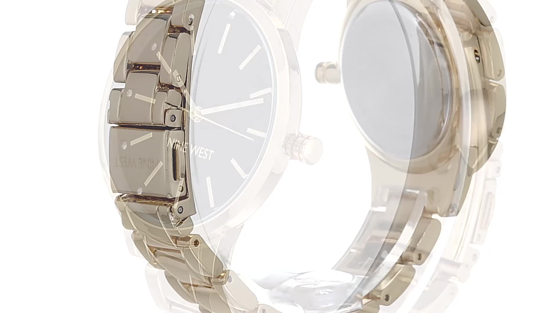 Nine West Orologio Donna NW/2096BKGY – Quadrante Floreale 3D, Cinturino In Gomma Malva E Bracciale Metallo