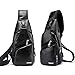 Peicees Leather Sling Bag Mens Crossbody Chest Bag Sling Backpack with USB Charge Port