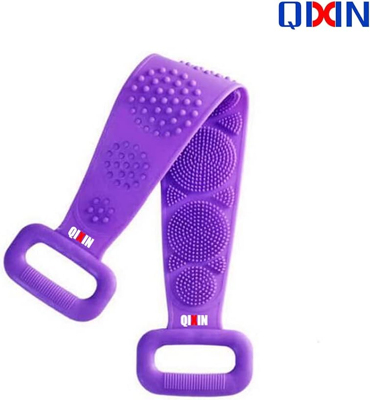QIXIN Silicone Bath Brush, Long Brush, Back Brush, Bath Brush, Bath Towel, Shower Gel Brush (Purple)
