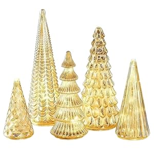 LED Christmas Tree, 5 Pieces LED Party Decorations | Small Christmas Tree with Lights,for Indoor Outdoor Table Shelf Fireplace Bedroom Living Room Office Garden Yard