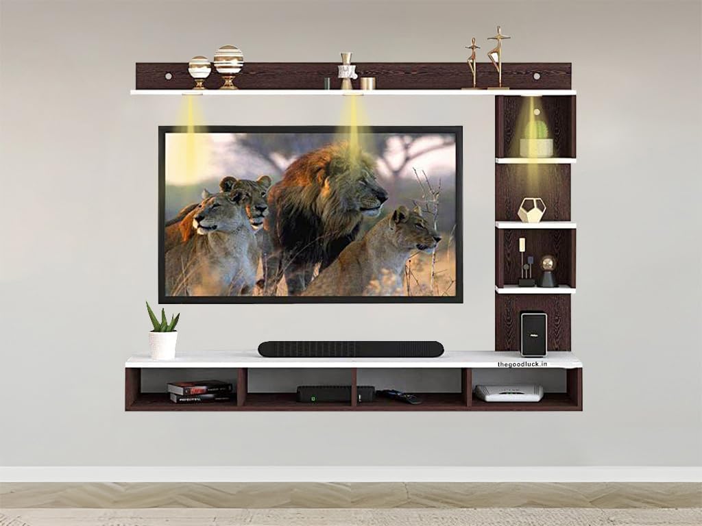 engineered wood tv unit for living room, bedroom unit cabinet base mount with storage (d.i.y) (44-55 inches)
