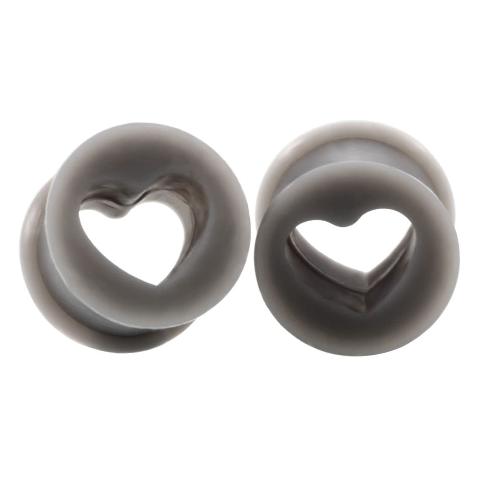 LLXYWJ Messgeräte für Ohren, Silikon, Damen-Tunnel, mehrere Größen, Piercing-Ohrringe, Herren, flexibel, weiß, Herzform, 2 ück