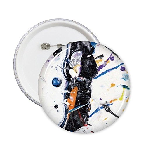 Peinture d'art abstrait lot de 5 badges ronds de decoration pour vêtements boutons blancs et noirs