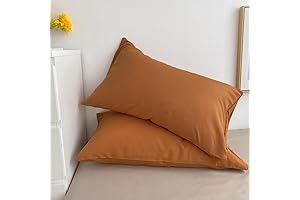 Wellboo Solid Pumpkin Spice Pillowcases Queen Size