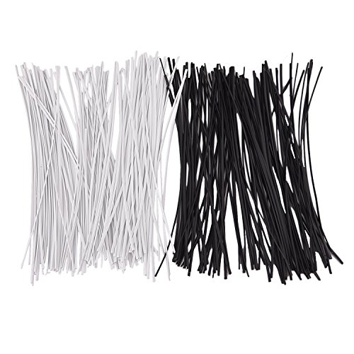 Sunmns 200 Piece Metallic Twist Cable Cord Wire Ties Reusable Fastening (6 Inch, Black And White) #TOP1