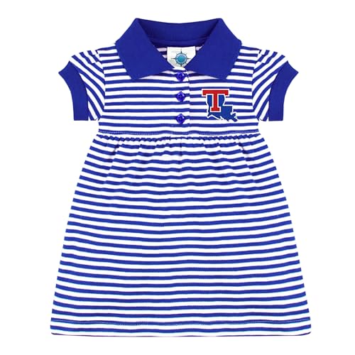Striped Polo Dress W/Bloomer - Louisiana Tech Bulldogs - Royal - 3-6 Mos