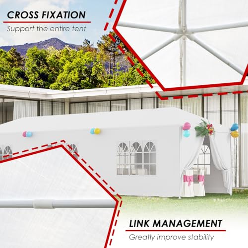 image for FDW Party Tent 10x30 Outdoor Gazebo Canopy with 8 Removable Sidewalls,