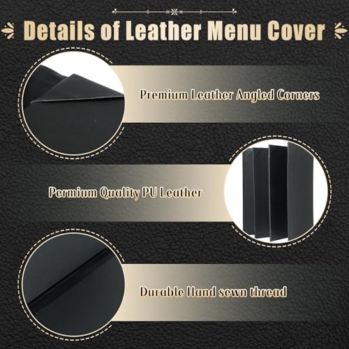 restaurant menu covers holders 8534 x 1134  pack of 5 synthetic leather 6 view menu holder covers book style with angled corners black for wine list 5 6 view 8534 x 1134