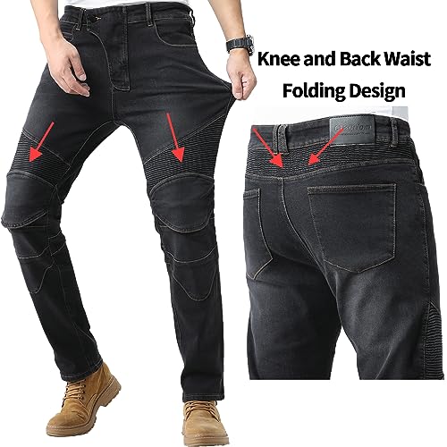 Ctbqitom Men'S Motorcycle Pants Motocross Riding Jeans Adventure Trousers Motorbike Pants With Knee And Hip Ce Armor Protector Pads thumb #2