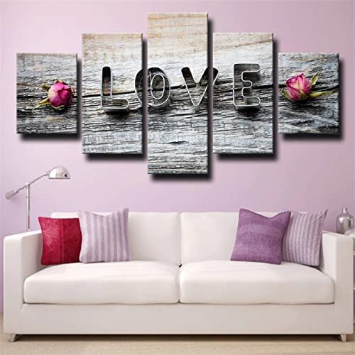 Impression sur toile 5 panneaux abstrait 150x80cm de bois fleur