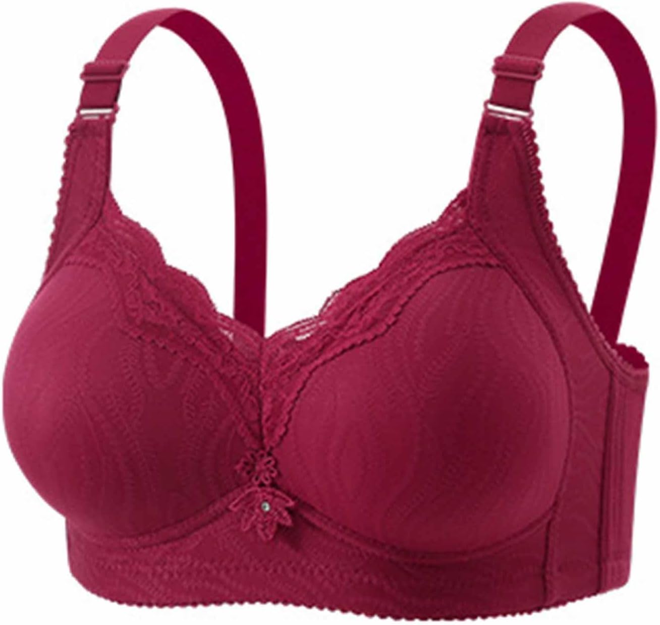 Women Front Closure Bra Ribbed Wirefree Lounge Bralette | Convenient Button Fastening, Textured Knit Fabric, Wide Shoulder Straps, Zero Pressure Fit, Post Surgery Sleepwear