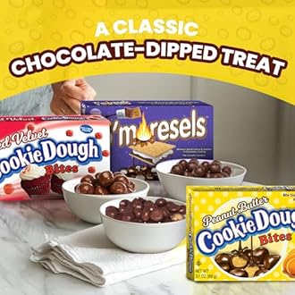Cookie Dough Bites Just The Dough Cookies N Cream Flavored Candy | 3.1 oz (Pack of 3) | The Original Edible Cookie Dough | Movie Theater Candy