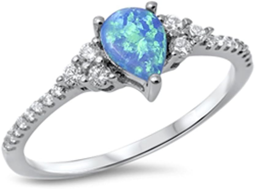 CHOOSE YOUR COLOR Sterling Silver Teardrop Ring