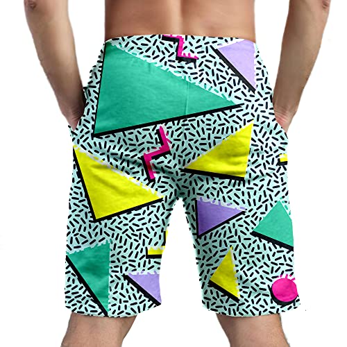 Retro 80S Or 90S Beach Shorts for Men, Quick Dry with Mesh Lining and Pockets (Retro 80S Or 90S, Large)3
