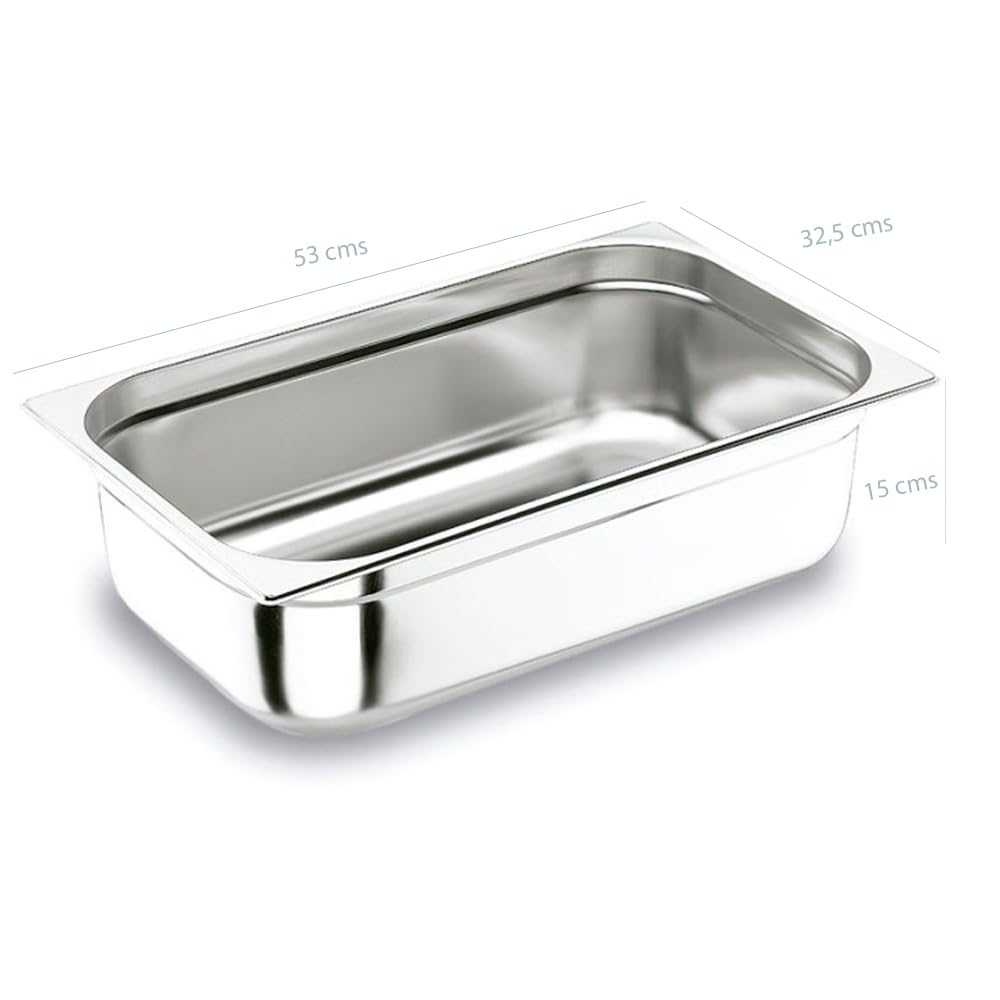 Genérico Lote 6 Cubetas Gastronorm GN 1/1-150 mm profundidad fabricadas en acero inoxidable | Bandejas Horno | Bandejas Gastronorm 1/1 | Recipiente GN 1/1 530x320x150 mm | 20,6 Lts