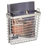 mDesign Metal Wire Farmhouse Wall Mount Magazine Holder, Home Storage Organizer - Space Saving Rack for Magazines, Books, Newspapers, Tablets in Mudroom, Bathroom, Office - Satin