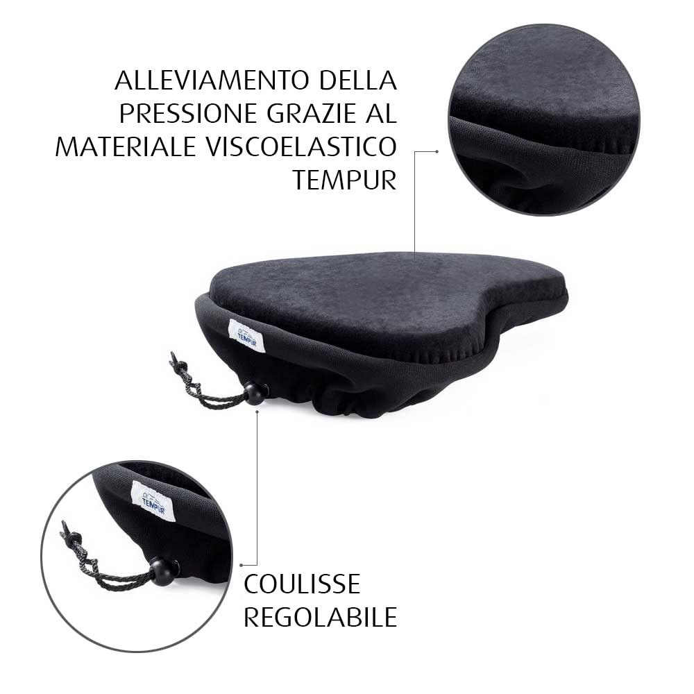 TEMPUR Fahrradsattelkissen, bequemer Memory Foam Fahrradsitz gepolstert für Damen und Herren, Schwarz
