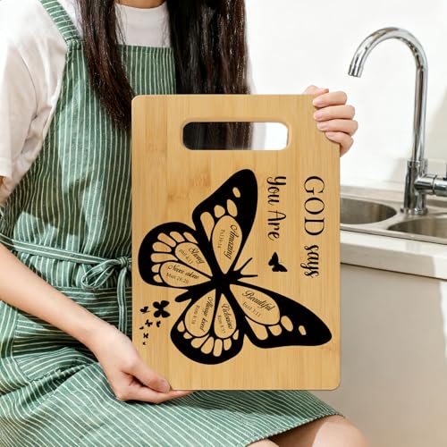 Tabla de Cortar de Bambú con Diseño Inspirador para Mujeres Católicas: 'Dios Dice Que Eres', Regalo Espiritual, de Cumpleaños o Navidad miniatura 5