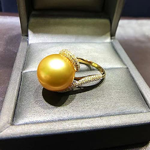 Natural Nanyang women gold pearl ring 12-13MM AAAA fresh water 925 Sterling Silver Cultured pearl ring engagement ring, birthday gift ring, diamond ring2