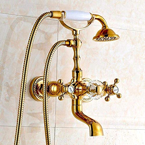 Robinetterie baignoire douche téléphone or pour bain rétro