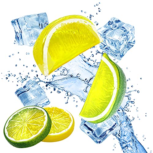 Fake Lemons Slices Blocks And Acrylic Ice Cube Set - Pack Of 38 Creative Decorative Items - Artificial Decorations For Home Kitchen Office Weddings Table Centerpiece Party With Lemon Tree Decor Theme #TOP2