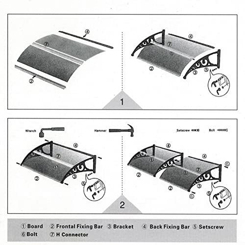 Wiging Window Awning Door Canopy, 40X60Cm/60X80Cm/80X80Cm Front Door Outdoor Garden Porch Patio Roofing Cover For Uv Rain Snow Protection (Color : Brown, Size : 40X60Cm) #TOP3