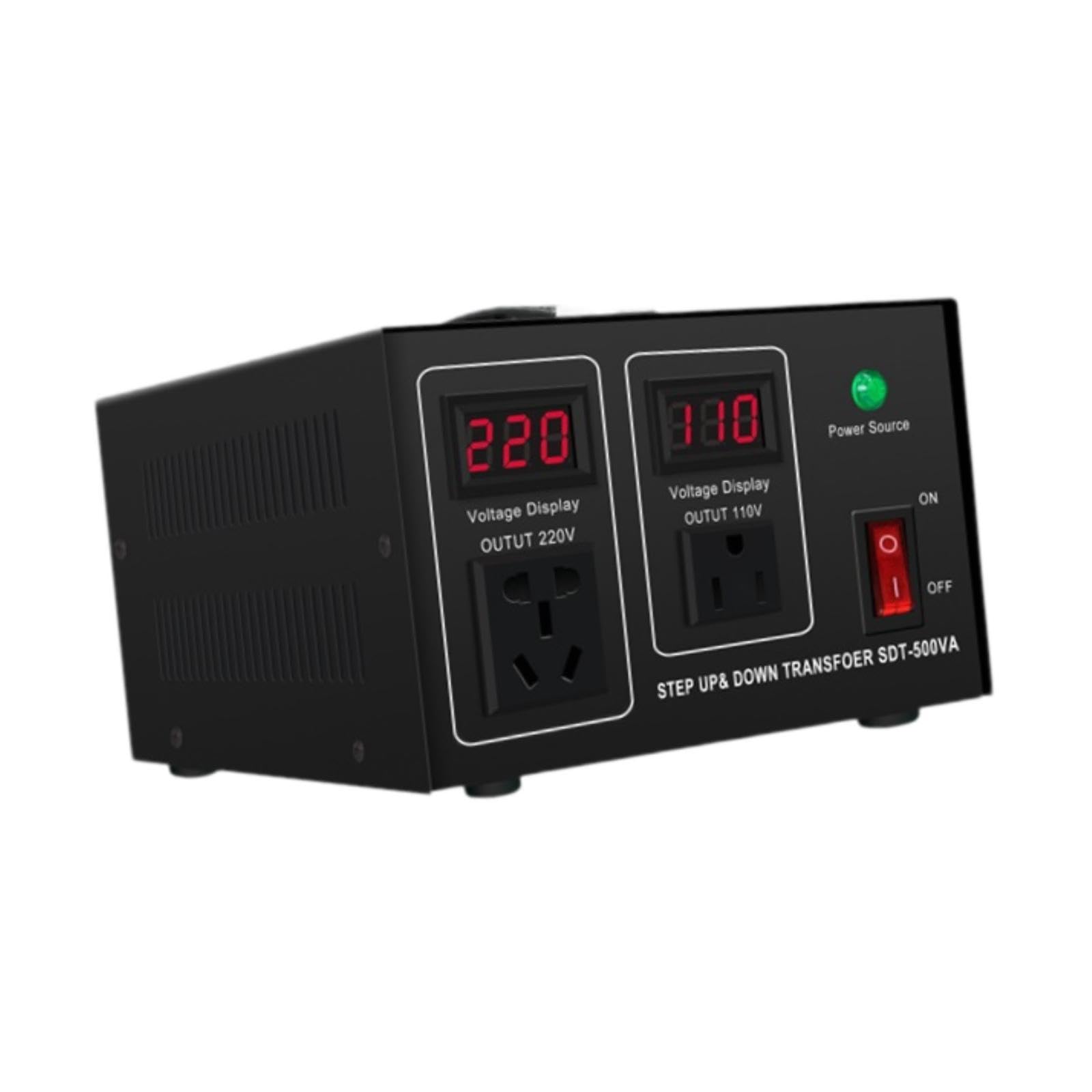 Convertidor de transformador de voltaje, 500 VA, adaptador de doble voltaje estadounidense, convertidor de potencia de alto rendimiento