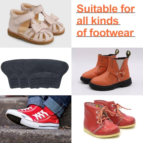 Image of Joez Wonderful 3 Pairs Kids Heel Pads for Shoes Too Big, Self-Adhesive Heel Grips Liner for Loose Shoe, Non Slip Soft Shoe Filler Heel Inserts Heel Cushion for Toddlers Girls Boys (Gray)