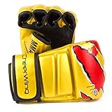 Cheerwing Boxing Gloves MMA UFC Sparring Grappling Fight Punch Mitts Leather Training Gloves, Yellow