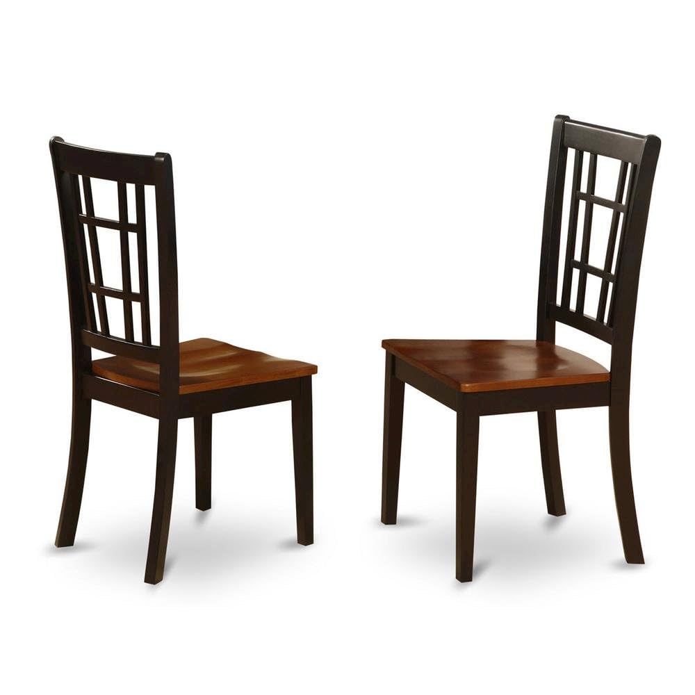 Solid Wood Dining Chairs Set of by Furnifact – Wood, Black & Cherry, Pack of 2