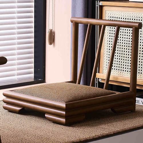Set di sedie da Pavimento e tavolino da tè in Stile Giapponese, Design Senza Gambe in Tatami di bambù per Soggiorno, Finestra a bovindo e Balcone.，E 80cm
