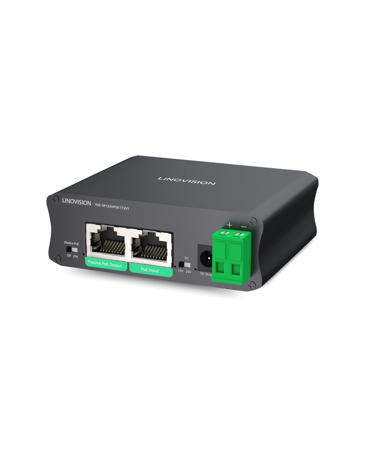 LINOVISION Répartiteur PoE Industriel Gigabit 30W avec Sortie DC12V et Sortie PoE Passive 12V, développé pour Les Caméras et Les Systèmes IoT