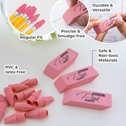 Goma de borrar rosa Bazic 2233 rectangular para lapicero 4