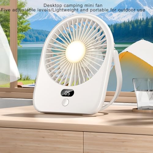 Ventilateur de bureau silencieux 5 vitesses avec lampe LED intégrée et recharge USB