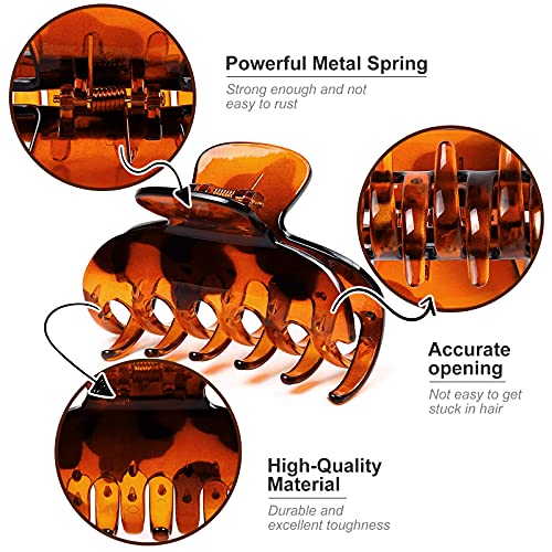 Vsiopy 3.5 Inch Strong Hold Hair Claw Clips For Women Hair Accessories For Thick Thin Hair Nonslip Big Tortoise Hair Clips, 2 Color Available (4 Packs) #TOP3