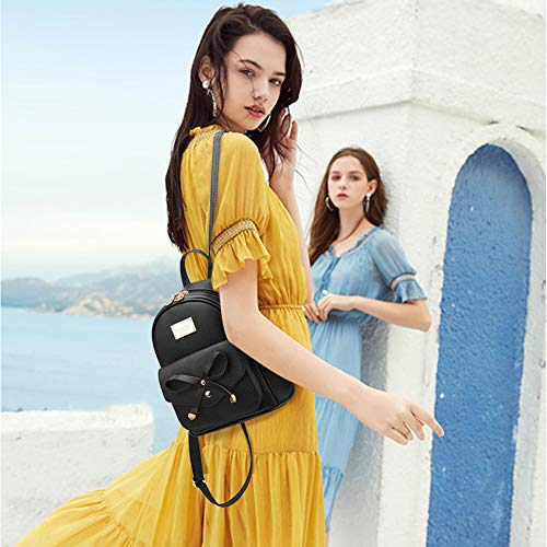 Image of I IHAYNER Girls Bowknot Cute Leather Backpack Mini Backpack Purse for Women