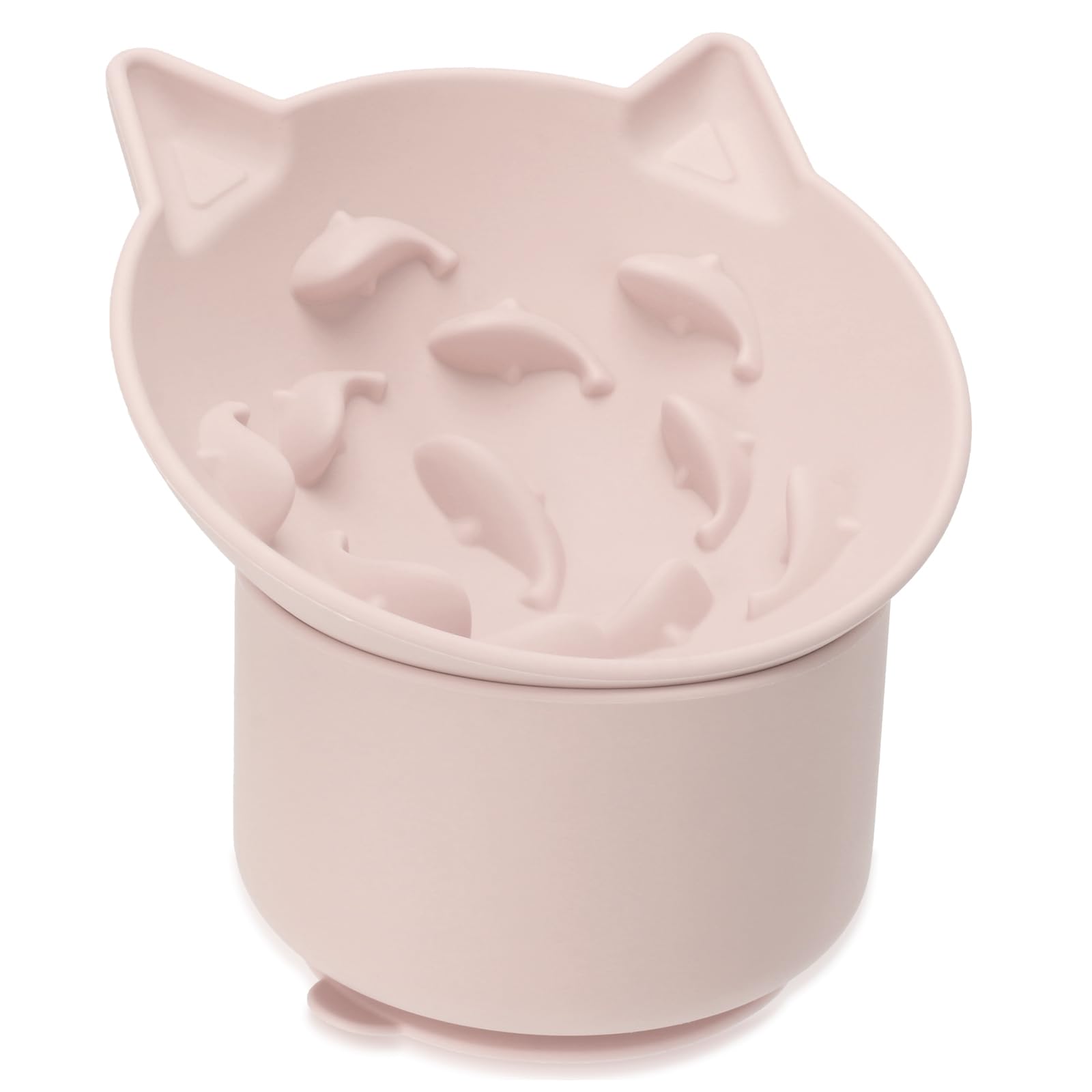 Bikabpet Silicone Cat Slow Feeder, Elevated Slow Feeder Bowl Tilt Design, Suitable for Dry and Wet Food, Adjustable Angle, Cat Food Puzzle with