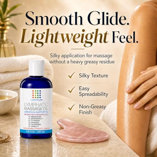 Image of Bruizex Lymphatic Drainage Massage Oil, Arnica & Castor, 8.5 Oz