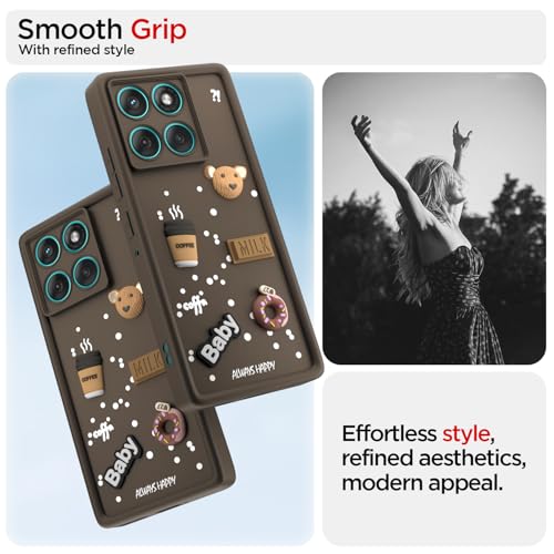 Image of Pikkme Back Cover for Motorola Moto Edge 60 5G / Motorola Moto Edge 60 Fusion 5G | Cute Fun Cartoon 3D Bear Silicone Full Body Protection Bumper Case (Brown)