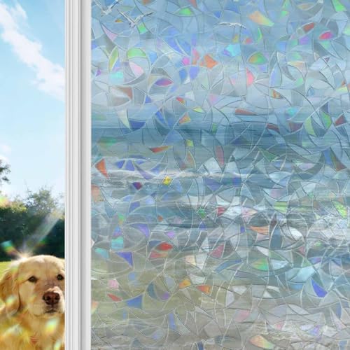 Vinilo para ventana efecto arcoíris con adhesivo estático 17.7 x 78.7 pulgadas miniatura 1