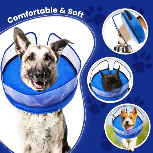 Image of BARKLESS Dog Cone, Inflatable Dog Cone After Surgery for Large Breeds, Soft Surgery Collar with Enhanced Anti-Licking Guard Shield for Pets, Patented Protective Donut Collar
