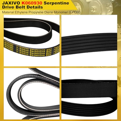 Image of 6K930 Serpentine Drive Belt 6-Rib 93.03 inch for 14-17 Buick Enclave,16 A8 Escalade Chevy Silverado Express Savana Sierra 1500 2500 3500,Avalanche 1500 Yukon XL C63 EPDM Belt 6PK2363 K060930