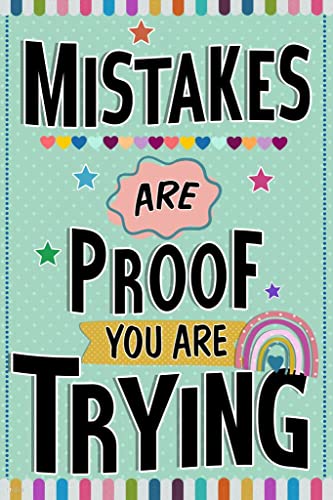 Image of Laminated Growth Mindset Mistakes Poster For Classroom Motivational Math Class Rules Oh Happy Day Decor Poster Dry Erase Wall Art 16x24