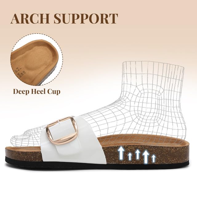 ARRIGO BELLO Sandales Femme Été Mules Boucle Réglable Chaussons Antidérapants Décontractés Plates Liège Chaussure Piscine Plage Pantoufles Taille 36-41