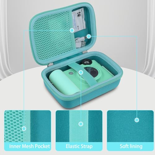 Image of khanka Hard Case for Kodak Smile+ /Kodak Smile Plus Camera,Mint Green | EVA Hard Shell, Mesh Pocket Accessory Storage, Travel-Ready Portable Storage, Easy Carry Handle, Protective Case Only