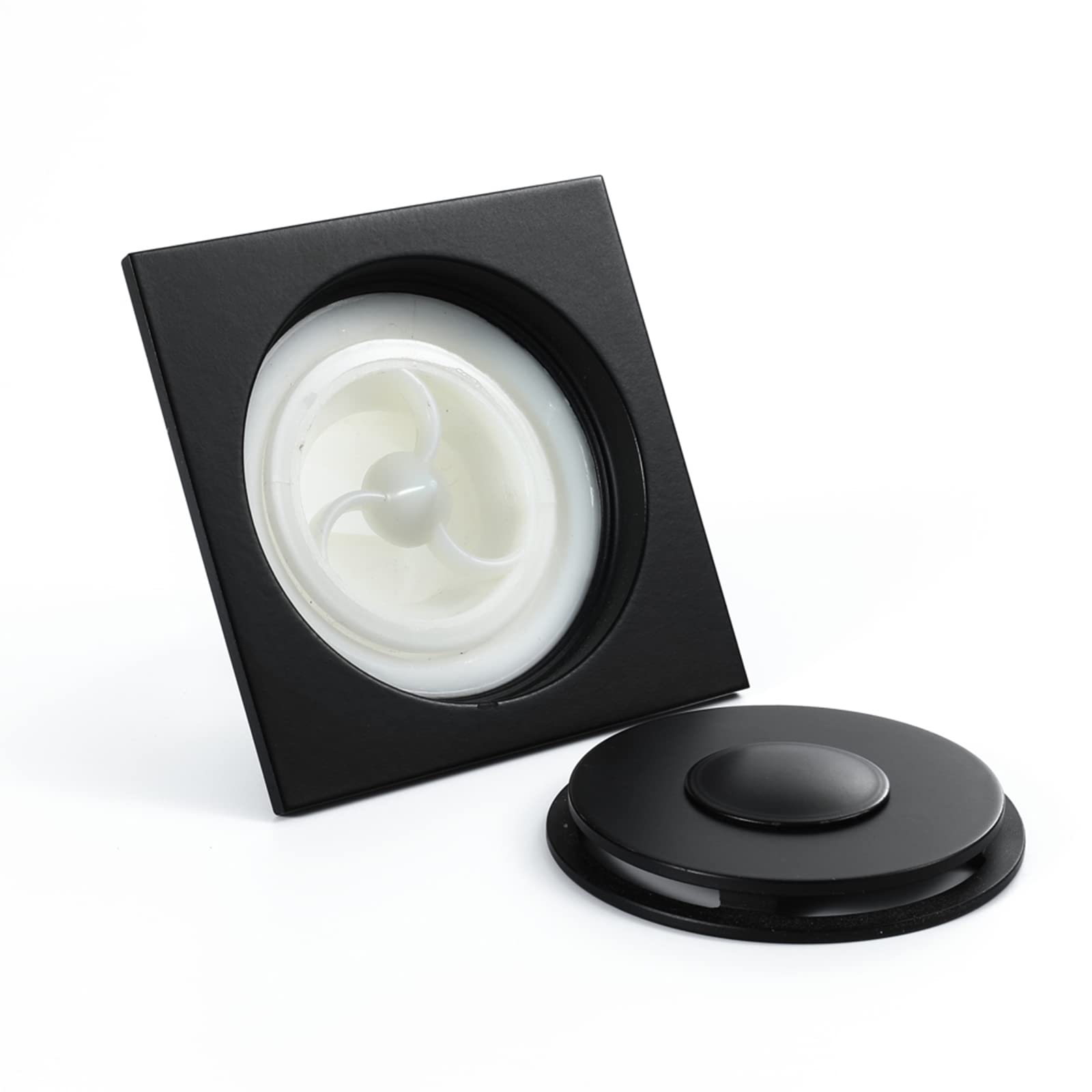 Drenaje de Piso para Lavadora con Cubierta de Patrón Redondo Extraíble, Desagüe de Ducha de latón Negro Desagüe de Lavabo de Baño con Coladores (10 x 10 cm)