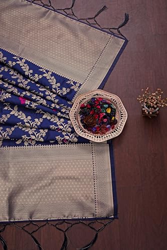 Image of DEVANGI Women's Woven Jacquard Banarasi Silk Printed Dupatta /Chunni with Meena Work, Width 1 Meter, Length 2.5 Meter